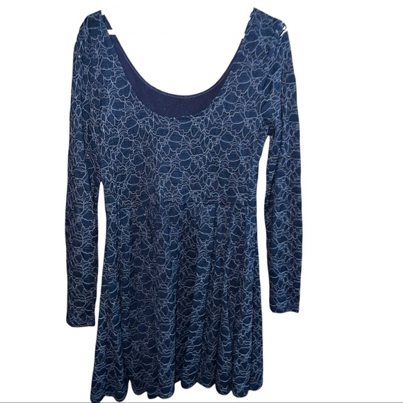 Free People Navy Blue Lace Mini Dress sz L - Picture 1 of 4